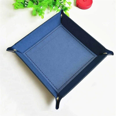 Creative PU Leather Valet Trinket Folding Tray Collapsible Phone Key Wallet Coin Desktop Storage Sundries Box Bins Accessories